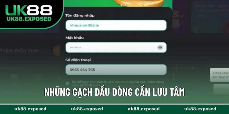 Những gạch đầu dòng cần lưu tâm