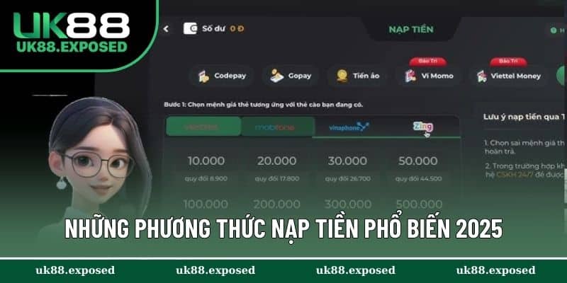 Những phương thức nạp tiền phổ biến 2025